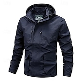 cheap Men&#039;s Jackets &amp; Coats-Men&#039;s Outdoor Jacket Transition Jacket Hiking Removable Multiple Pockets All Seasons Plain Casual Hooded Regular Black Khaki Dark Blue Gray Jacket