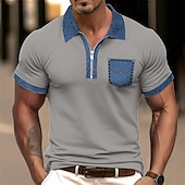preiswerte Herren Klassisches Polo-Herren Poloshirt Golfhemd Casual Festtage Kargen Viertel Postleitzahl Kurzarm Modisch Basic Farbblock Viertel Postleitzahl Sommer Regular Fit Hellblau Schwarz Weiß Khaki Hellgrau Poloshirt