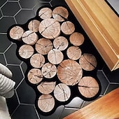 baratos Capacho-capacho tapete antiderrapante anel de árvore tronco 3d madeira log impressão área tapete tapete banho waterasorb para interior pátio ao ar livre quarto cozinha escritório