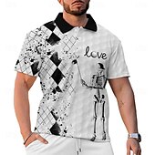 cheap Men&#039;s Golf Polo-2024 Summer New Style Cross-border European and American 3D Printed Personalized Skull Golf Loose Men&#039;s Short Sleeve Polo