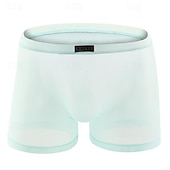 cheap Men&#039;s Boxers Underwear-Men&#039;s 1 PCS Boxers Underwear Boxer Shorts Mesh Nylon Breathable Soft Comfortable Plain Mid Rise Black White