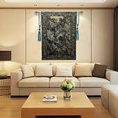 billige Jacquard vevde gobeliner-jacquard vevd billedvev gobelin aubusson veggkunst hengende stor billedvev reproduksjon vevstol bomullsvev kongelig hageblomster belgisk billedvev (uten dusker og stang)