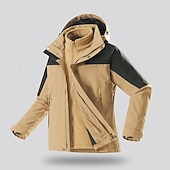 baratos Fleece &amp; Casacos 3 em 1-Homens Jaqueta de Trilha Jaqueta de Chuva Jaqueta Hardshell Inverno Ao ar livre Bloco de cor Térmico / Quente A Prova de Vento Impermeável Jaquetas 3-em-1 Jaqueta corta-vento Viajar Preto Branco