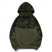 billiga bashuvtröjor för män-Herr Huvtröja Svart Armégrön Huva Färgblock Kamuflasje Lappverk Ficka Sport &amp; Utomhus Dagligen Helgdag Streetwear Grundläggande Ledigt Vår &amp; Höst Kläder Pull Tröjor