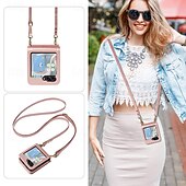 Недорогие Чехлы для Samsung-телефон Кейс для Назначение SSamsung Galaxy Z-флип 6 Z Flip 5 Кошелек для карт со стендом Молния с ремешком Ретро ТПУ Кожа PU