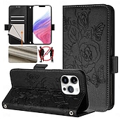 お買い得  iPhone用ケース-電話 ケース 用途 iPhone 16 iPhone 15 プロマックスプラス iPhone 14 13 12 11 Pro Max Plus Mini SE バックカバー スタンド付き 磁石バックル リストストラップ付き レトロ風 花 TPU PUレザー