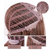 baratos Perucas Sintéticas sem Touca-Peruca sintética de 26 polegadas, peruca feminina, cor gradiente, com cabelo longo e liso castanho, com franja, moda diária, festa, cosplay