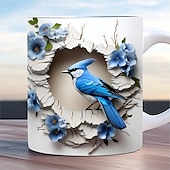 cheap Mugs &amp; Cups-Bird Coffee Cup 3D illusion Coffee Mugs, Animal Gift Cup Travel Mug Funny Drinking Cup Desk Decor,11.2oz Ceramic Mug Tea Mug, Birthday Christmas Gifts for Animal Lovniner