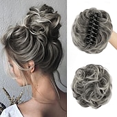 economico Chignon-clip ad artiglio chignon disordinato posticci per capelli ricci ondulati clip in chignon artiglio coda di cavallo parrucchino estensioni dei capelli arruffati updo pezzo di capelli scrunchie sintetici