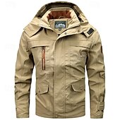 economico Giubbotti e cappotti da uomo-Per uomo Giacca da esterno Giacca cargo Giacca con cappuccio Giacca tattica Esterno Giornaliero Rimovibile Morbido Tasche multiple Primavera &amp; Autunno Liscio Informale Comodo Con cappuccio Standard