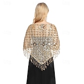 abordables Cape Châle-Châle triangle à paillettes pour femmes, enveloppe à franges, cape de soirée, châle de mariée, écharpe pour robes de soirée, fête