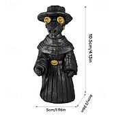 cheap Statues-Plague Doctor Cone Incense Burner Halloween Intricately Designed Resin Holder for Incense Cones - Historical Decor with Smoking Beak and Mouth - Black, 80g