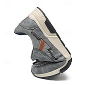 baratos Ténis para Homem-Homens Sapatos casuais masculinos Retro Pele PU Confortável Antiderrapante Com Cadarço Azul Cáqui Cinzento