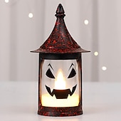 economico Illuminazione di Props di Halloween-lanterna di zucca di Halloween candela elettronica luce jack o lanterna luce zucca lampada notturna lampada a vento modello smorfia atmosfera festa di Halloween decorazione 1/3/5 pezzi