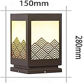 billige наружные настенные светильники-LED Outdoor Wall Lights Warm White 15/25cm Chinese Style Square Stainless Steel Column Head Light IP54 Outdoor Waterproof Garden Light Imitation Marble Lampshade Post Light LED Lawn Light Night Security Lighting