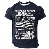 cheap Patriotic Veteran T shirts-Veterans Day Men&#039;s Patriot Patriotic Veteran American US Flag Funny Slang T shirt Short Sleeve T shirt 3D Print Crew Neck Shirt Retro Vintage Casual Street Style Sports Outdoor Holiday Going out
