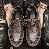 baratos Semi-formal-sapatos masculinos de couro marrom brogue oxford - sapatos elegantes e duráveis com cadarços e sola robusta para uso formal e casual
