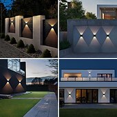 abordables Iluminación para pared exterior-Luces de pared solares exteriores a prueba de agua luces LED alimentadas por solar viga ajustable de arriba hacia abajo al aire libre a prueba de agua para porche patio jardín muro de contención