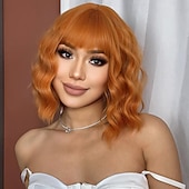 voordelige Synthetische trendy pruiken-Synthetische pruiken Uniformen carrière Kostuums Prinses Gekruld Golvend Middelste stuk Gelaagd kapsel Machinegemaakt Pruik 30.5 cm Oranje Synthetisch haar Dames Cosplay Feest Modieus Oranje