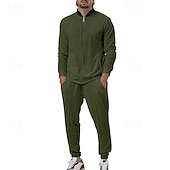 economico Tute da ginnastica-Per uomo Tuta Da Ginnastica Tuta da jogging 2 pezzi Zip intera Informale Autunno Manica lunga Traspirante Morbido Fitness Allenamento in palestra Corsa abbigliamento sportivo Abbigliamento sportivo