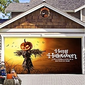 Halloween Door Decorations Halloween Garage Door Cover Pumpkins Jack O Lantern Outdoor Banner Ghost Bats Large Backdrop Decoration for Holiday Out door Decorations Door Home Wall Decorations 34