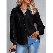 cheap Shirt Jackets-Women&#039;s Coat Outdoor Street Daily Spring Fall Long Coat Regular Fit Windproof Breathable Stylish Contemporary Casual Jacket Long Sleeve non-printing Plain with Pockets Black Apricot