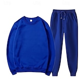 billige grunnleggende sweatsuits-Herre Joggedress sweatsuit Joggedresser Svart Blå Oransje lysegrå Crew-hals عادي 2 deler Sport &amp; Utendørs Daglig Ferie Gatemote Grunnleggende Fritid Vår &amp; Vinter Klær Gensere Gensere