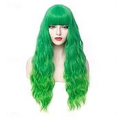 economico Parrucche di Carnevale-Parrucche Lunghe Aonde Arcobaleno per Donne Parrucca Halloween Cosplay Festa