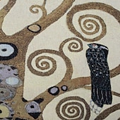 economico Arazzi tessuti jacquard-arazzo tessuto jacquard gobelin aubusson arte da parete appeso grande arazzo riproduzione telaio intreccio di cotone albero della vita arazzo belga (senza nappe e asta)