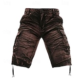 abordables Clásico-Hombre Pantalones cortos tácticos Pantalón Corto Cargo Pantalón corto Botones Multi bolsillo Plano Listo para vestir Longitud de la rodilla Exterior Diario Acampada y Senderismo Moda Clásico Negro