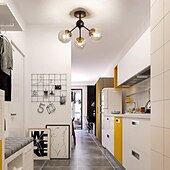 cheap Flush Mounts &amp; Semi Flush Mounts-LED Ceiling Lights 3-Color Light Source 18/41cm 1/3-Light Vintage Semi Flush Mount Ceiling Light Fixture with Glass Globe E26/E27 Black Ceiling Light for Hallway Stairway Porch Entryway Kitchen Bedroom Laundry Farmhouse 110-240V