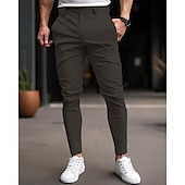 cheap Chinos-Men&#039;s Graduation Trousers Chinos Chino Pants Buttons Pocket Plain Comfort Business Daily Classic Style Black Dark Blue Micro-elastic