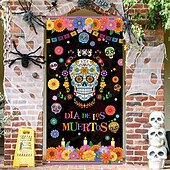 ieftine Coperți de ușă de Halloween-decorațiuni pentru uși de halloween huse de uși de halloween tapiserie pentru uși ziua morții cortina de ușă decorare fundal banner ușă pentru ușa din față fermă rechizite de decor pentru petreceri