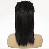 tanie Peruki historyczne-Czarne peruki Mullet dla kobiet kręcone ramionowe puszyste włosy lat 70. i 80. rocker cosplay syntetyczne (czarne) Halloween