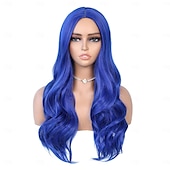abordables Perruques de fête-Perruques longues ondulées longue perruque bouclée pour femmes partie centrale look naturel cheveux synthétiques Halloween cosplay soirée