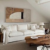 preiswerte Abstrakte Gemälde-beige braun Malerei handgemachte braun Wabi Sabi Kunstwerk Ölgemälde handgemalt strukturierte Ölgemälde beige Ölgemälde braun abstrakte Leinwand Kunst moderne horizontale Dekor Kunst