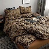 cheap Duvet Cover Sets-Leopard Print Duvet Cover Set - Includes Duvet Cover and Pillowcases - Stylish and Bold Animal Print Design - Soft and Comfortable Fabric - Perfect for Adding a Wild Touch to Your Bedroom Decor