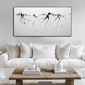 preiswerte Landschaftsgemälde-3D-Ölgemälde mit Bergmotiv, handgemalt, dickes Strukturölgemälde, beige-weißes Gemälde auf Leinwand, abstraktes strukturiertes Ölgemälde für Wandkunst, Gemälde für Wohnzimmer