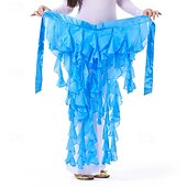 abordables Ropa de danza del vientre-Bufanda de danza del vientre para mujer, falda con cinturón, cinturón de baile latino, falda ondulada con borlas para rendimiento