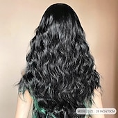 voordelige Synthetische trendy pruiken-Synthetische pruiken Uniformen carrière Kostuums Prinses Gekruld Golvend Middelste stuk Gelaagd kapsel Machinegemaakt Pruik 71.1 cm Zwart / groen Synthetisch haar Dames Cosplay Feest Modieus Zwart