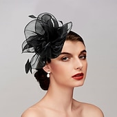 cheap Fascinators-Fascinators Net Tea Party Horse Race Ladies Day Melbourne Cup Handmade With Floral Headpiece Headwear dress to impress Race Day Dress 2025