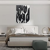 voordelige Abstracte schilderijen-handgemaakte olieverf canvas kunst aan de muur decoratie abstracte textuur zwart-witte bloemen voor huisdecoratie gerold frameloos ongerekt schilderij