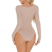 cheap Dance Basic-Activewear Leotard / Onesie Buttons Pure Color Splicing Women&#039;s Performance Training Long Sleeve High Polyester