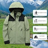 abordables Softshell, polares y chaquetas de montaña-Hombre Chaqueta Softshell Chaqueta para senderismo Al aire libre Bloque de color Resistente al Viento Resistente al Agua Chaqueta cortavientos Viaje Negro Marfil Verde Gris