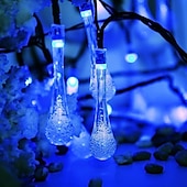 economico Luci di Halloween-6.5m 30leds luci della stringa solare goccia d&#039;acqua luci esterne impermeabili stringa di fata 8 modalità di illuminazione vacanza matrimonio giardino prato natale halloween decorazione del patio