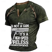 cheap Funny Words-Men&#039;s Graphic Color Block Weapon Henley Shirt Tee Short Sleeve 3D Print Fashion Designer Comfortable Outdoor Casual Daily Summer Black Wine Navy Blue Green Gray Henley Henley T-Shirt