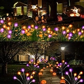cheap Pathway Lights &amp; Lanterns-2pcs Solar Swaying Firefly Lights Purple Orange Light Outdoor Solar  Ground Pathway light with 8 Heads for Halloween Outdoor Courtyard Halloween Decorations