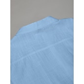 economico Vacanza-Per uomo Camicia Camicia di lino Camicia Estiva Abbigliamento da spiaggia Camicia con colletto alla coreana Camicia con Bottoni Semplice Vacanza Crociera Nero Bianco Blu Arancione Manica Corta