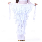 abordables Ropa de danza del vientre-Bufanda de danza del vientre para mujer, falda con cinturón, cinturón de baile latino, falda ondulada con borlas para rendimiento
