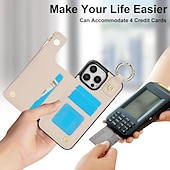 cheap iPhone Cases-Phone Case For iPhone 16 iPhone 15 Pro Max Plus iPhone 14 13 12 11 Pro Max Plus Mini SE Back Cover with Stand Holder Card Slot Ring Buckle Retro PC PU Leather